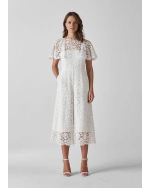 Whistles Victoria Lace Wedding Jumpsuit - White
