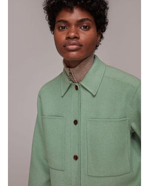 Whistles Classic Wool Overshirt - Green