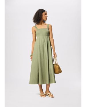 Whistles Cotton Midi Strappy Dress - Green