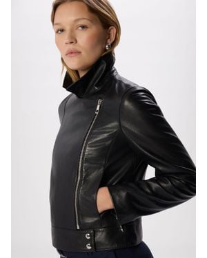 Whistles Clean Zip Leather Jacket - Black