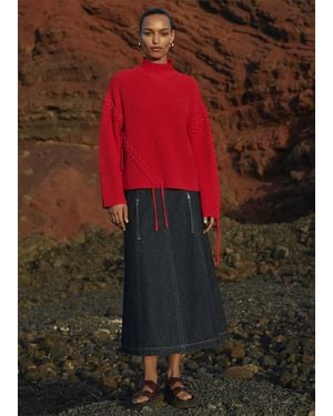 Whistles Lacing Detail Rib Jumper - Red