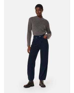 Whistles High Waist Cord Barrel Jean - Blue