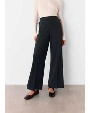 Whistles Wool Blend Tab Detail Trouser - Black