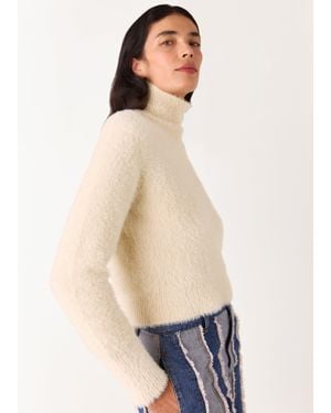 Whistles Isla Cropped Fluffy High Neck - Natural