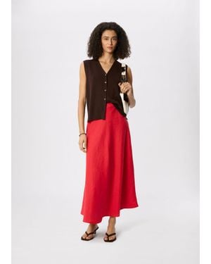 Whistles Linen Midi Skirt - Red