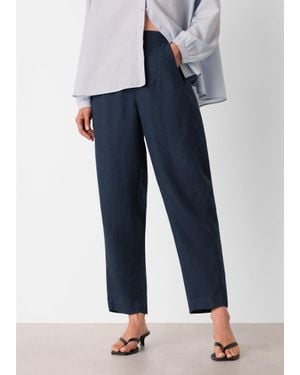 Whistles Petite Linen Barrel Trouser - Blue