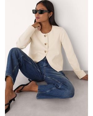 Whistles Petite Anne Ponte Button Jacket - Blue