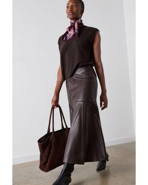 Whistles Full Hem Leather Circle Skirt - Black