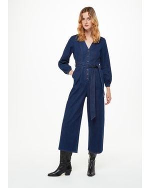 Whistles Joni Denim Belted Jumpsuit - Blue