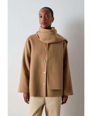 Whistles Double Faced Scarf Coat - Natural