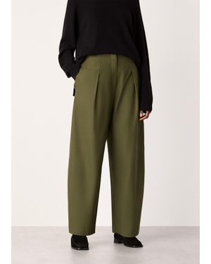 Whistles Pleat Front Barrel Trouser - Green