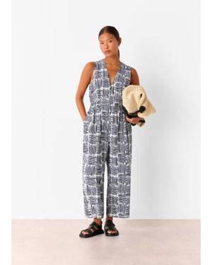 Whistles Petite Hatch Squares Jumpsuit - White