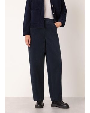 Whistles Barrel Leg Cotton Cord Trouser - Blue