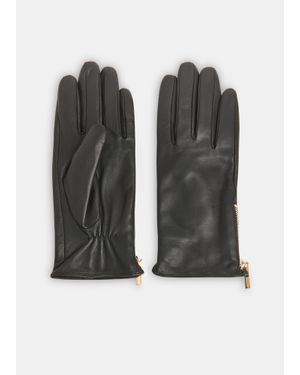 Whistles Zip Leather Gloves - Black