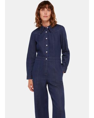 Whistles Petite Western Denim Jumpsuit - Blue