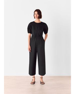 Whistles Broderie Poplin Jumpsuit - Black