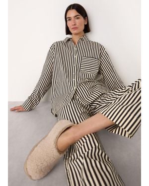 Whistles Cotton Stripe Pyjama Shirt - Brown