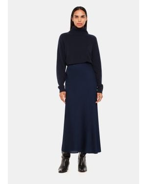 Whistles Satin Bias Cut Skirt - Blue