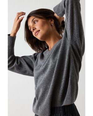 Whistles Cashmere Seam Detail V Neck - Black