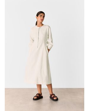 Whistles Denim Zip Detail Dress - Natural