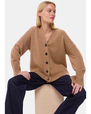 Whistles Cashmere Blend Ribbed Cardigan - Blue
