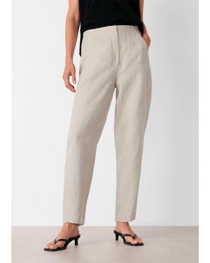 Whistles Petite Linen Barrel Trouser - Natural