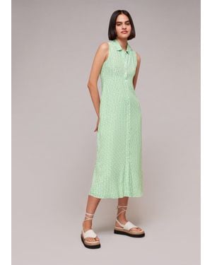 Whistles Vertical Stack Shirt Dress - Green