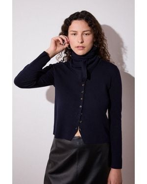 Whistles Crew Neck Scarf Cardigan - Blue