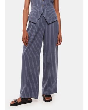 Whistles Petite Lottie Pinstripe Trouser - Blue