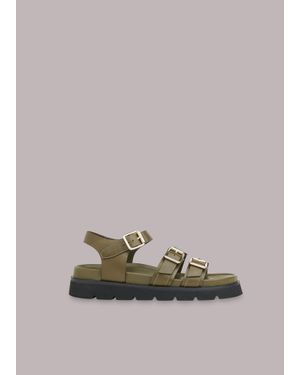 Whistles Jemma Triple Buckle Sandal - Green