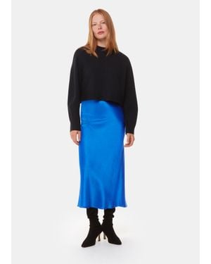Whistles Satin Bias Cut Skirt - Blue