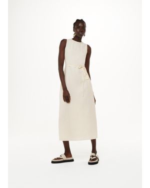 Whistles Linen Blend Cut Out Back Dress - Natural