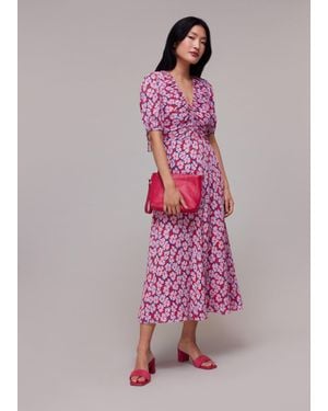 Whistles Farfalle Flower Midi Dress - Pink