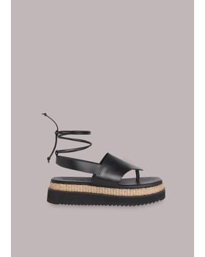 Whistles Lia Raffia Platform Sandal - Grey