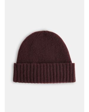 Whistles Brushed Lambswool Beanie Hat - Red