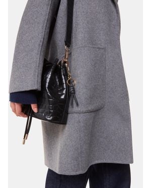 Whistles Leather Knotted Keyring - Grey