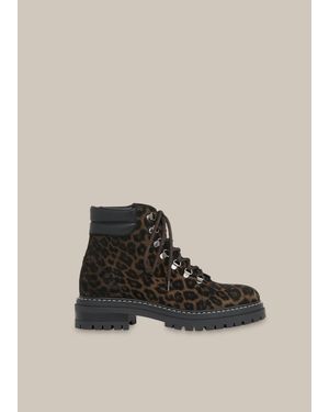 Whistles Amber Leopard Lace Up Boot - Multicolour