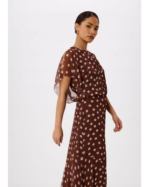 Whistles Petite Polka Dot Print Midi Dress - Red