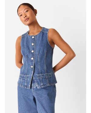 Whistles Petite Slim Fit Cotton Waistcoat - Blue