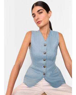 Whistles Molly Linen Waistcoat - Blue