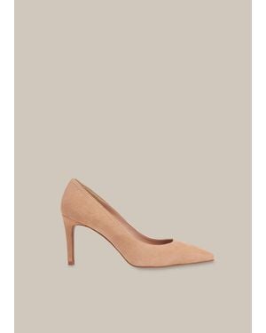 Whistles Cari Mid Suede Point Pump - Natural