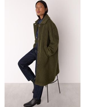 Whistles Petite Romy Boucle Coat - Green