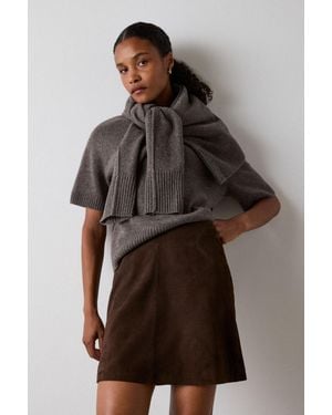 Whistles Suede A Line Mini Skirt - Brown