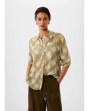 Whistles Check Sheer Shirt - Green