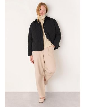 Whistles Short Quilted Cord Collar Coat - Black