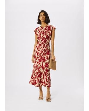 Whistles Blurred Floral Crepe Dress - White