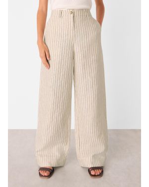 Whistles Linen Stripe Trouser - Natural