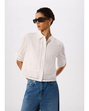 Whistles Broderie Cotton Shirt - White