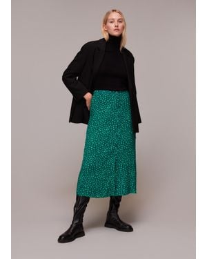 Whistles Lava Spot Button Through Skirt - Green