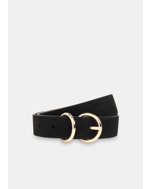 Whistles Suede Double Ring Buckle Belt - White